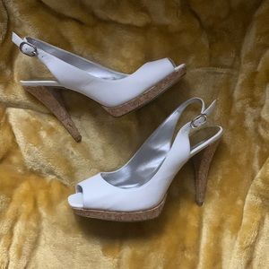 Jessica Simpson White western leather heels